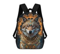 sinyumoney Kids 17inch Backpacks Wolf King Adorned Backpack 3D Printed School Bag Fashion Bag Travel Backpacks School Bags for in School Or Travel