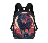 sinyumoney Kids 17inch Backpacks Wolf Moonlit Wilderness Backpack 3D Printed School Bag Fashion Bag Travel Backpacks School Bags for in School Or Travel