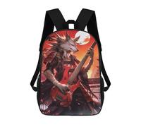 sinyumoney Kids 17inch Backpacks Wolf Warrior with Red Guitar Backpack 3D Printed School Bag Fashion Bag Travel Backpacks School Bags for in School Or Travel