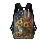 sinyumoney Kids 17inch School Backpack 3D Printed American Flag Sunflower Bouquet-2 Backpack Rucksack Sports Backpacks For Boys And Girls Fashion Knapsack
