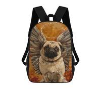 sinyumoney Kids 17inch School Backpack 3D Printed Angel Pug with Wings Art Print Backpack Rucksack Sports Backpacks For Boys And Girls Fashion Knapsack