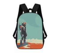 sinyumoney Kids 17inch School Backpack 3D Printed Astronaut Painting Vector Backpack Rucksack Sports Backpacks For Boys And Girls Fashion Knapsack