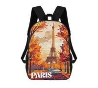 sinyumoney Kids 17inch School Backpack 3D Printed Autumn in Paris Backpack Rucksack Sports Backpacks For Boys And Girls Fashion Knapsack