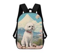sinyumoney Kids 17inch School Backpack 3D Printed Bichon Frise Mount Fuji Backpack Rucksack Sports Backpacks For Boys And Girls Fashion Knapsack