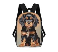 sinyumoney Kids 17inch School Backpack 3D Printed Black And Tan Cavalier King Charles Spaniel Puppy Backpack Rucksack Sports Backpacks For Boys And Girls Fashion Knapsack