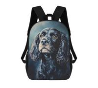 sinyumoney Kids 17inch School Backpack 3D Printed Black Cocker Spaniel Portrait Backpack Rucksack Sports Backpacks For Boys And Girls Fashion Knapsack