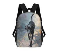 sinyumoney Kids 17inch School Backpack 3D Printed Black Labrador Retriever Painting-2 Backpack Rucksack Sports Backpacks For Boys And Girls Fashion Knapsack