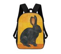 sinyumoney Kids 17inch School Backpack 3D Printed Black Rabbit Wall Art Print Backpack Rucksack Sports Backpacks For Boys And Girls Fashion Knapsack