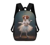 sinyumoney Kids 17inch School Backpack 3D Printed Brittany Spaniel T Rex Dinosaur Backpack Rucksack Sports Backpacks For Boys And Girls Fashion Knapsack