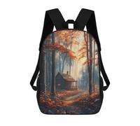 sinyumoney Kids 17inch School Backpack 3D Printed Cabin in Autumn Forest Backpack Rucksack Sports Backpacks For Boys And Girls Fashion Knapsack