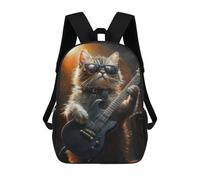 sinyumoney Kids 17inch School Backpack 3D Printed Cat Playing Guitar Art Print -1 Backpack Rucksack Sports Backpacks For Boys And Girls Fashion Knapsack