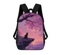 sinyumoney Kids 17inch School Backpack 3D Printed Cherry Blossom Cat Sunset-2 Backpack Rucksack Sports Backpacks For Boys And Girls Fashion Knapsack