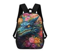 sinyumoney Kids 17inch School Backpack 3D Printed Colorful Dragon Flowers Art Print-1 Backpack Rucksack Sports Backpacks For Boys And Girls Fashion Knapsack