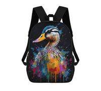 sinyumoney Kids 17inch School Backpack 3D Printed Colorful Duck With Drips Backpack Rucksack Sports Backpacks For Boys And Girls Fashion Knapsack