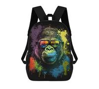 sinyumoney Kids 17inch School Backpack 3D Printed Colorful Gorilla Sunglasses Art Print Backpack Rucksack Sports Backpacks For Boys And Girls Fashion Knapsack