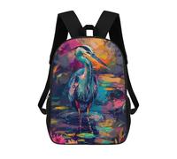 sinyumoney Kids 17inch School Backpack 3D Printed Colorful Heron Painting Backpack Rucksack Sports Backpacks For Boys And Girls Fashion Knapsack
