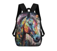 sinyumoney Kids 17inch School Backpack 3D Printed Colorful Horse With Drips Backpack Rucksack Sports Backpacks For Boys And Girls Fashion Knapsack