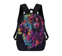 sinyumoney Kids 17inch School Backpack 3D Printed Colorful Lion Headphones Art Print -1 Backpack Rucksack Sports Backpacks For Boys And Girls Fashion Knapsack