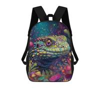 sinyumoney Kids 17inch School Backpack 3D Printed Colorful Lizard in Fantasy Forest Backpack Rucksack Sports Backpacks For Boys And Girls Fashion Knapsack