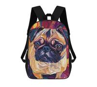 sinyumoney Kids 17inch School Backpack 3D Printed Colorful Pug Art Print-3 Backpack Rucksack Sports Backpacks For Boys And Girls Fashion Knapsack