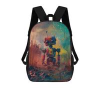 sinyumoney Kids 17inch School Backpack 3D Printed Colorful Robot in Fantasy Field Backpack Rucksack Sports Backpacks For Boys And Girls Fashion Knapsack