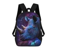 sinyumoney Kids 17inch School Backpack 3D Printed Cosmic Rhino Portrait-2 Backpack Rucksack Sports Backpacks For Boys And Girls Fashion Knapsack