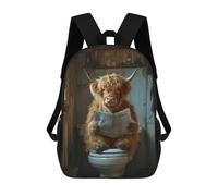 sinyumoney Kids 17inch School Backpack 3D Printed Cow Reading Newspaper on Toilet-3 Backpack Rucksack Sports Backpacks For Boys And Girls Fashion Knapsack