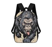 sinyumoney Kids 17inch School Backpack 3D Printed Cute Travel Bags Angry Sabertooth Gorilla Illustration Children Backpacks Outdoor Casual Daypack Backpacks for Girls Women