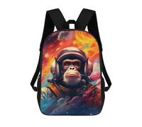 sinyumoney Kids 17inch School Backpack 3D Printed Cute Travel Bags Ape Astronaut in Space-4 Children Backpacks Outdoor Casual Daypack Backpacks for Girls Women