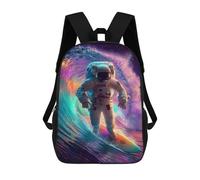 sinyumoney Kids 17inch School Backpack 3D Printed Cute Travel Bags Astronaut Surfing in Space-4 Children Backpacks Outdoor Casual Daypack Backpacks for Girls Women
