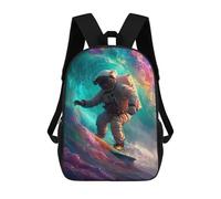 sinyumoney Kids 17inch School Backpack 3D Printed Cute Travel Bags Astronaut Surfing in Space-5 Children Backpacks Outdoor Casual Daypack Backpacks for Girls Women