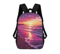sinyumoney Kids 17inch School Backpack 3D Printed Cute Travel Bags Beach Sunset Painting-2 Children Backpacks Outdoor Casual Daypack Backpacks for Girls Women