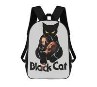 sinyumoney Kids 17inch School Backpack 3D Printed Cute Travel Bags Black Cat Honor Children Backpacks Outdoor Casual Daypack Backpacks for Girls Women