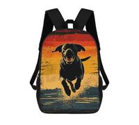 sinyumoney Kids 17inch School Backpack 3D Printed Cute Travel Bags Black Lab Running Sunset Children Backpacks Outdoor Casual Daypack Backpacks for Girls Women