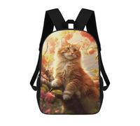 sinyumoney Kids 17inch School Backpack 3D Printed Cute Travel Bags Cat Cherrytree Children Backpacks Outdoor Casual Daypack Backpacks for Girls Women