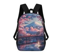 sinyumoney Kids 17inch School Backpack 3D Printed Cute Travel Bags Cherry Blossom Bridge Scene Children Backpacks Outdoor Casual Daypack Backpacks for Girls Women