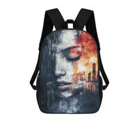 sinyumoney Kids 17inch School Backpack 3D Printed Cute Travel Bags Cityscape Abstract Artwork Children Backpacks Outdoor Casual Daypack Backpacks for Girls Women