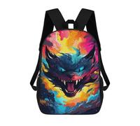 sinyumoney Kids 17inch School Backpack 3D Printed Cute Travel Bags Colorful Fantasy Beast Artwork Children Backpacks Outdoor Casual Daypack Backpacks for Girls Women