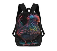 sinyumoney Kids 17inch School Backpack 3D Printed Cute Travel Bags Colorful Fantasy Chicken Art Print Children Backpacks Outdoor Casual Daypack Backpacks for Girls Women
