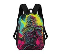 sinyumoney Kids 17inch School Backpack 3D Printed Cute Travel Bags Colorful Fantasy Warrior Artwork Children Backpacks Outdoor Casual Daypack Backpacks for Girls Women
