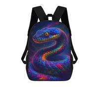 sinyumoney Kids 17inch School Backpack 3D Printed Cute Travel Bags Colorful Snake in Cosmic Background Children Backpacks Outdoor Casual Daypack Backpacks for Girls Women