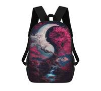 sinyumoney Kids 17inch School Backpack 3D Printed Cute Travel Bags Crescent Moon Tree Children Backpacks Outdoor Casual Daypack Backpacks for Girls Women