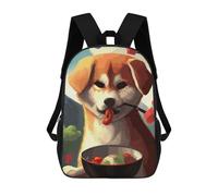 sinyumoney Kids 17inch School Backpack 3D Printed Cute Travel Bags Dog Eating Children Backpacks Outdoor Casual Daypack Backpacks for Girls Women