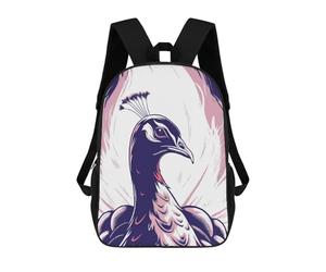 sinyumoney Kids 17inch School Backpack 3D Printed Cute Travel Bags Elegant Peacock Illustration Children Backpacks Outdoor Casual Daypack Backpacks for Girls Women