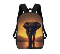 sinyumoney Kids 17inch School Backpack 3D Printed Cute Travel Bags Elephant Sunset Children Backpacks Outdoor Casual Daypack Backpacks for Girls Women