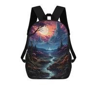 sinyumoney Kids 17inch School Backpack 3D Printed Cute Travel Bags Enchanted Moonlit Forest Children Backpacks Outdoor Casual Daypack Backpacks for Girls Women