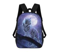 sinyumoney Kids 17inch School Backpack 3D Printed Cute Travel Bags Enchanted White Tiger Moonlit Forest -1 Children Backpacks Outdoor Casual Daypack Backpacks for Girls Women
