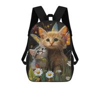 sinyumoney Kids 17inch School Backpack 3D Printed Cute Travel Bags Fairy Kittens in Flowers Children Backpacks Outdoor Casual Daypack Backpacks for Girls Women
