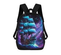 sinyumoney Kids 17inch School Backpack 3D Printed Cute Travel Bags Fantasy Sailing Ship Art Print Children Backpacks Outdoor Casual Daypack Backpacks for Girls Women