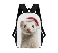 sinyumoney Kids 17inch School Backpack 3D Printed Cute Travel Bags Festive Weasel Portrait Children Backpacks Outdoor Casual Daypack Backpacks for Girls Women